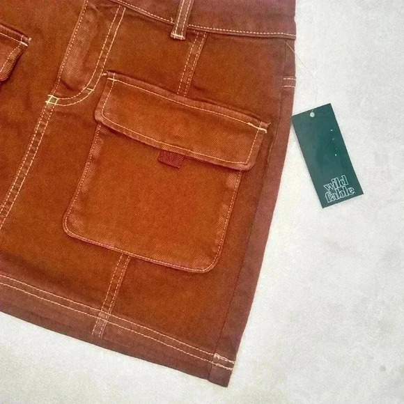 Women's Denim Cargo Mini Skirt Wild Fable color brown - Picture 5 of 16
